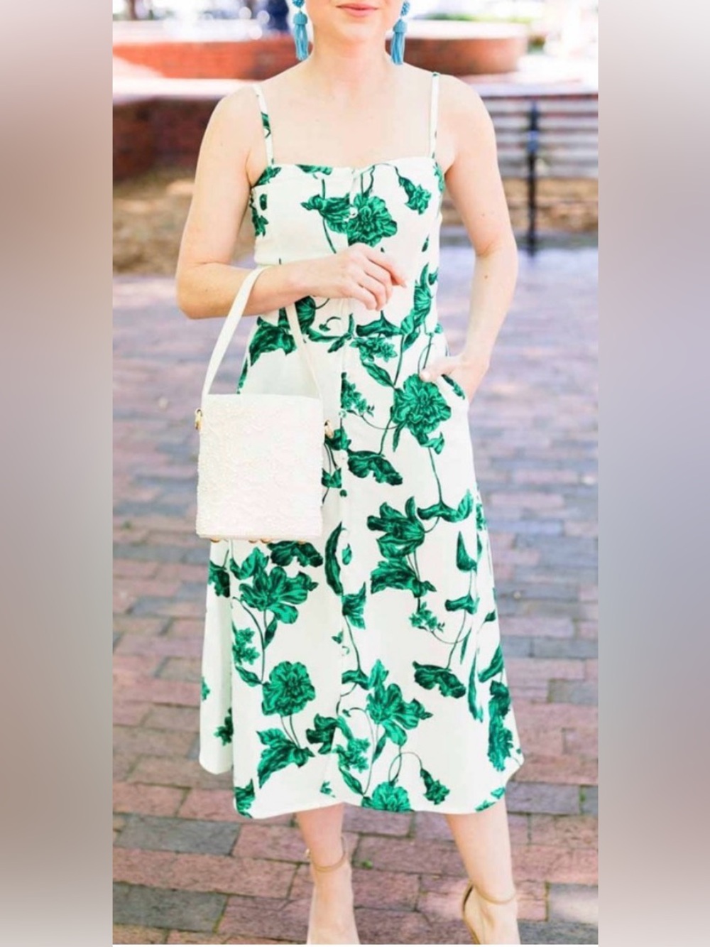 Chelsea28 Green Floral Print MIDI Dress Size XL